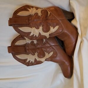 Mia Shoes Brown Ankle Boots with Intricate Cut-Out Design